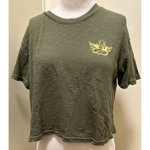 Boys Lie Green Women's Crop Tee T Shirt Cherub Meet Cupid! 100% Cotton - Size Sm - Picture 1 of 5